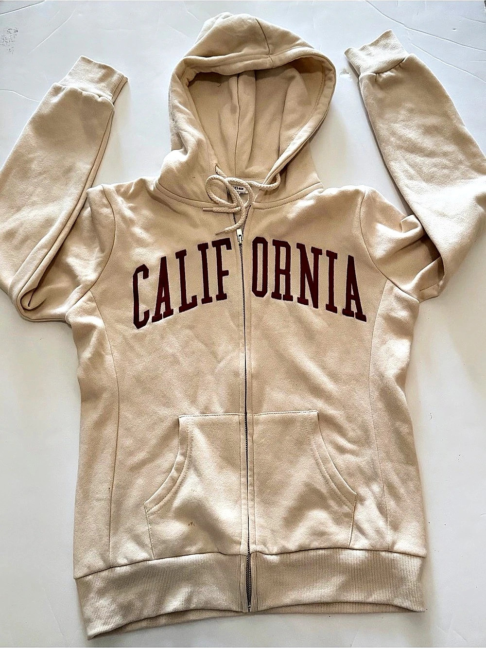 reflex California Zip-Up Hoodie in Cream